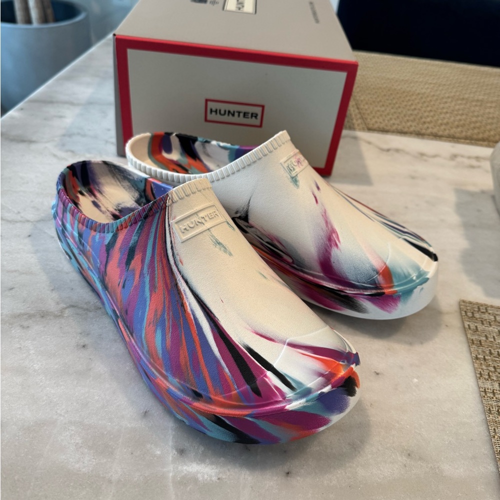 New HUNTER White In/Out Bloom Clogs Slip-on Algae Foam Size 12